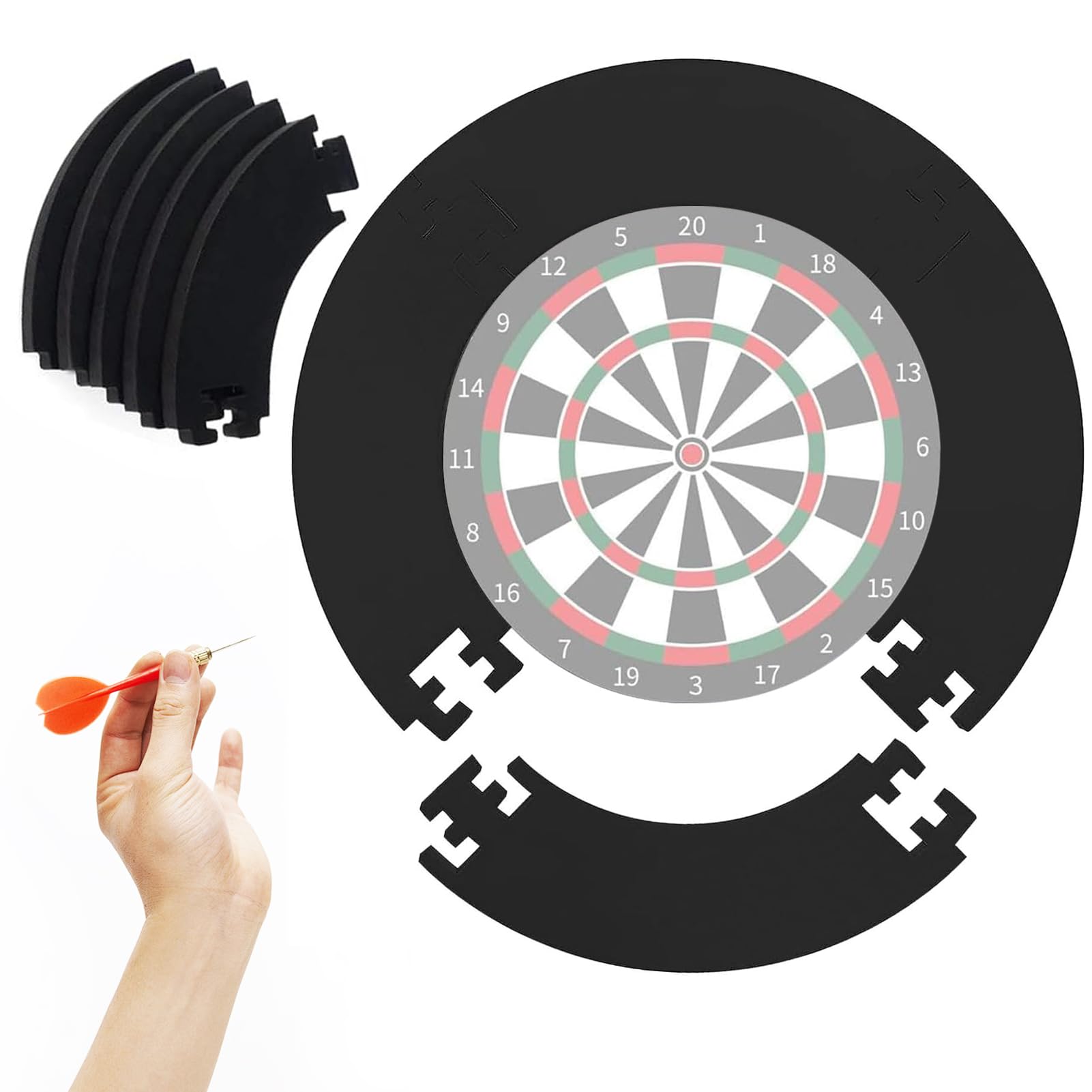 Dart Board Surround Ring, EVA Dartboard Surround Jigsaw Ring Design Darts Board Wall Protector Darts Rings Splicing for Dart Lovers