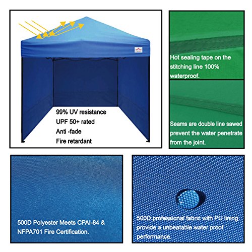 UNIQUECANOPY 8'x8' Ez Pop Up Canopy Tent Commercial Instant Shelter, with 4 Removable Zippered Side Walls and Heavy Duty Roller Bag, 4 Sand Bags Orange