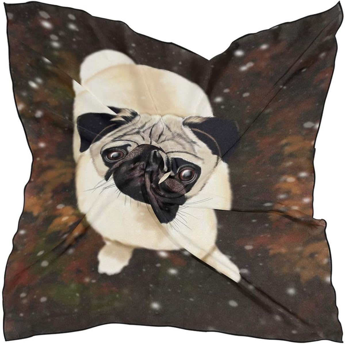 Fashion Square Schal Niedlichen Tier Hund Mops Leichte Sonnencreme