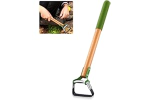 Leriton 1 Pcs Mini Garden Hula Hoes for Weeding Long Stirrup Hoe Tools Scuffle Hoe Garden Tool for Lawn Yard Weeding Gardening (Wood Handle)