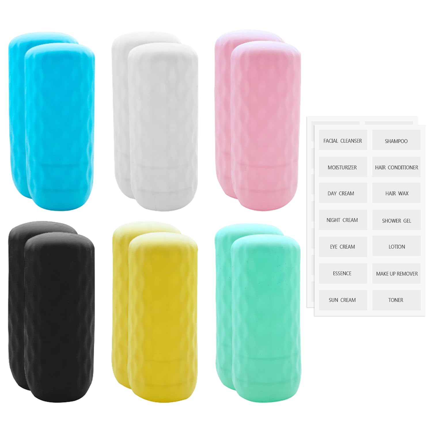 12 Pieces Of Silicone Cases And 2 Pieces Of Stickers, Leak-Proof Lids, Silicone Cases, Travel Bottle Protectors, Silicone Bottle Caps (Multi-Color)