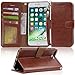 Arae Premium PU Leather Wallet Case for iPhone 7 Plus/8 Plus, Kickstand & Flip Cover, 5.5 inch - Brown