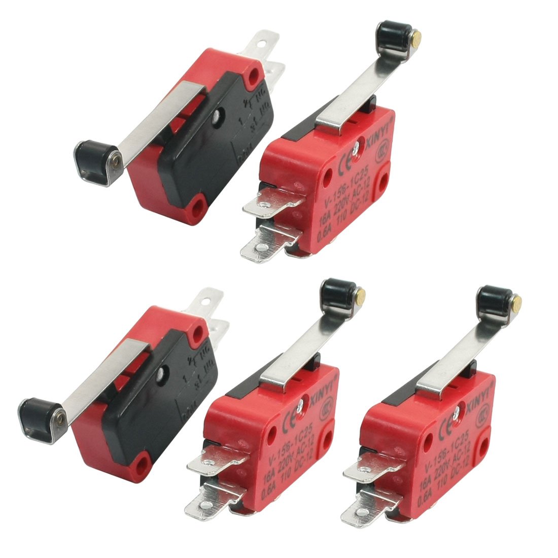 Sourcingmap a14032200ux0035 5 x V-156-1C25 Micro Limit Switch Long Roller Arm SPDT Snap Action LOT