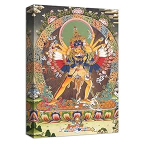 Canvas Wall Art Buddha Mural Tibet Thangka Painting Artwork for Home Prints Framed - 12x18 inches