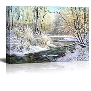 Canvas Prints Wall Art - Winter Landscape with The Wood River - 12" x 18"