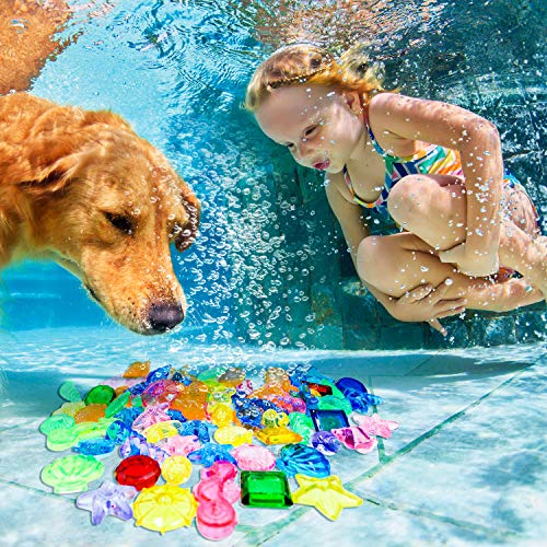 Bac-kitchen 80 Stück Tauchspielzeug, Tauchen Edelstein, Versenkung Tauchen Edelstein Badewannespielzeug für Kinder, Schwimmbad Poolparty deko Bunte Acryl Edelsteine für Schwimmbad Party