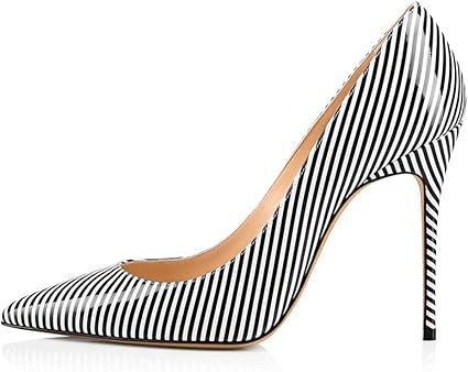 black and white striped high heels