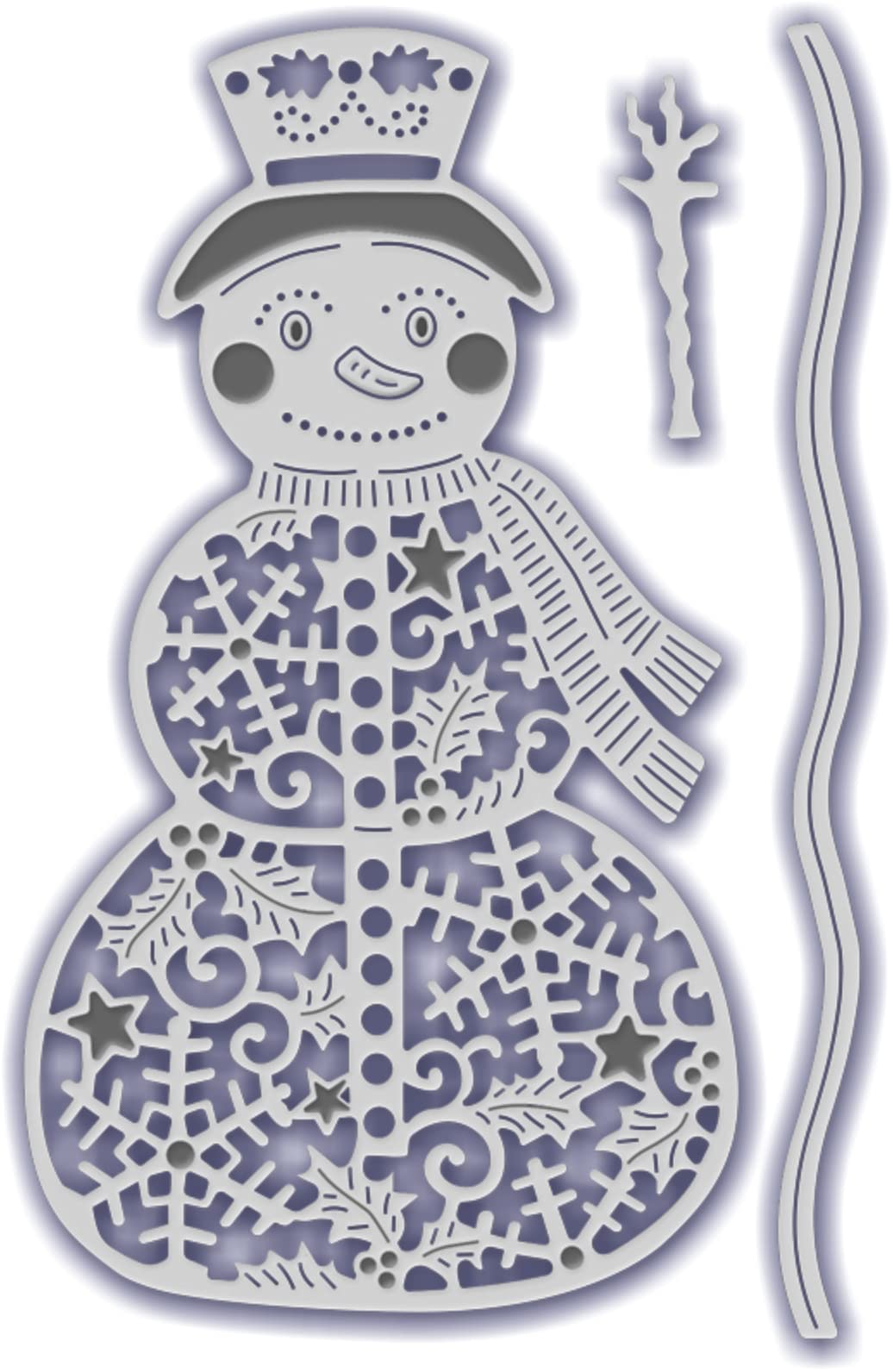 Sweet Dixie Metal Cutting Dies Filigree Snowman,Silver
