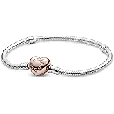 PANDORA Moments Heart Clasp Snake Chain Bracelet