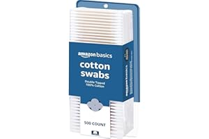 Amazon Basics Double-Tipped Cotton Swabs for Personal Hygiene and Baby Care, Cotton, Versatile, Baby Safe, 500 Count product image