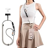 TORRAS Phone Lanyard with Hanging Loops, Adjustable Anti Theft Phone Strap Crossbody for iPhone 17 Pro Max,Skin-Friendly,2 Tabs, Universal Cell Phone Neck Lanyard for Daily & Outdoor Activities, Beige