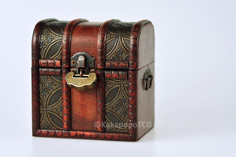 KakapopoTCG The Elven Chest (Harmony Design): a Lockable Wooden Chest for storing MTG Magic PTCG YGO EDH Commander FaB Flesh and Blood Deck Box Dice Spell Cards