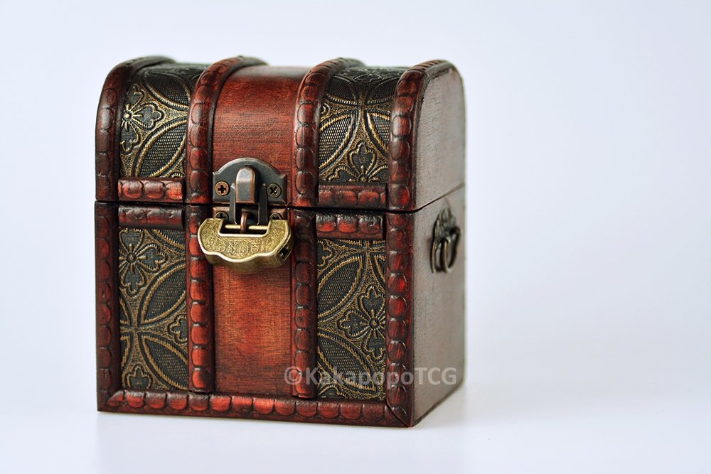 KakapopoTCG The Elven Chest (Harmony Design): a Lockable Wooden Chest for storing MTG Magic PTCG YGO EDH Commander FaB Flesh and Blood Deck Box Dice Spell Cards