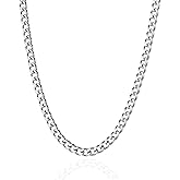 OLARCU 3.5mm/5mm Silver Stainless Steel Cuban Link Chain Necklace Jewelry for Men, 18-26 Inches