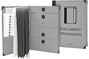 LANPUL Document Organizer Folio, in Case i Go Missing Binder, if i Die Binder, Important Document Organizer, Important Document Folder with Labels Pockets, Birth Certificates Social Security Cards (Grey)