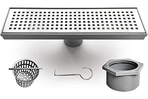 Neodrain 12-Inch Linear Shower Drain with Removable Grate, Professional Brushed 304 Stainless Steel Rectangle Shower Floor Drain Manufacturer, Linear Drain with Hair Strainer