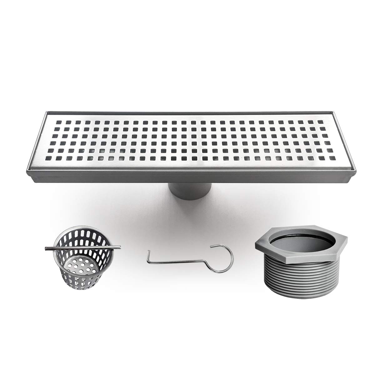 Photo 1 of Neodrain 12-Inch Linear Shower Drain with Removable Grate, Professional Brushed 304 Stainless Steel Rectangle Shower Floor Drain Manufacturer, Linear Drain with Hair Strainer