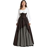 Nuoqi Victorian Edwardian Dress for Women 1800s Renaissance Costume Blouse Skirt 2PC