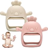 Dzpuhuojz 2 Pack Teething Toys for Baby Mitten Beiges Pink Silicone Teether 0-6