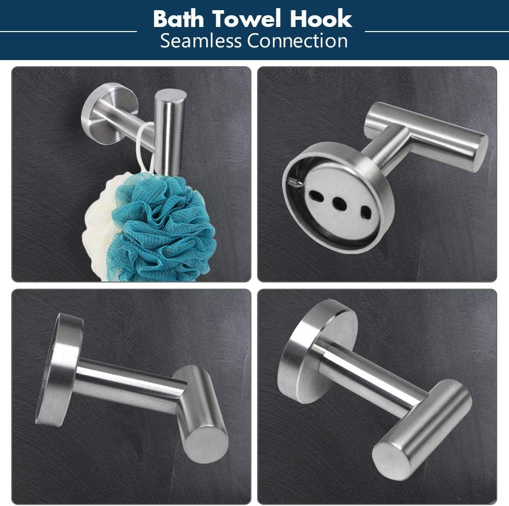 TocTen 5 Piece Bathroom Hardware Set SUS304 Thicken Stainless Steel-Towel Rack Set Include 16" Hand Towel Bar+Toilet Paper Holder+3Robe Towel Hooks Bathroom Accessories Towel Bar Set (Brushed Nickel): Home & Kitchen