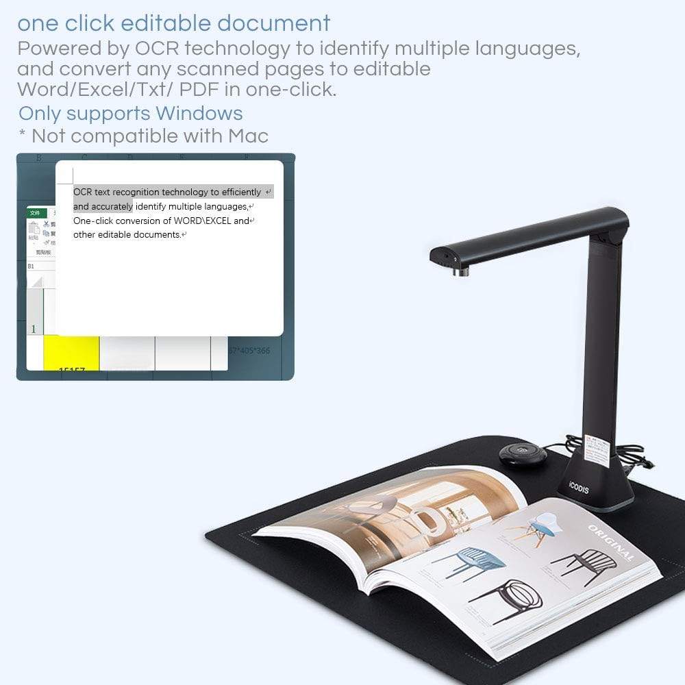 iCODIS X9 Book & Document Camera, 21MP High Definition Professional Book Document Scanner, Auto-Flatten & Deskew Tech, Capture Size A3, Smart Multi-Language OCR, SDK & Twain for Office and Education : Electronics