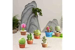 Rolin Roly 7PCS Micro Landscape Decorations Miniature Potted Plants Figurines Resin Garden Statues Mini Accessory Ornaments f