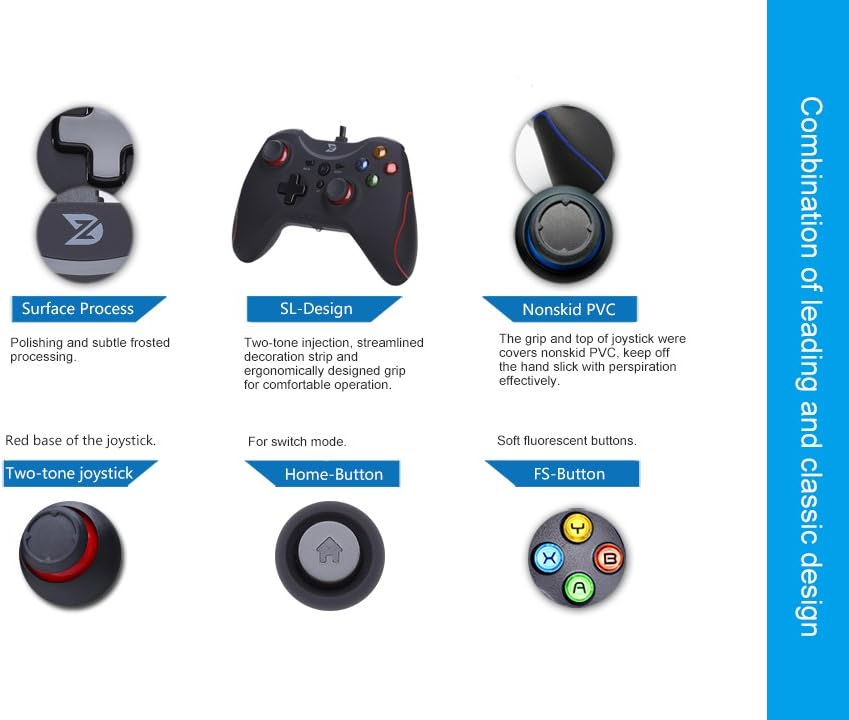 ZD T Gaming Wired Gamepad Controller Joystick for PC(Windows XP/7/8/8.1/10) / Playstation 3 / Android/Steam - Not Support The Xbox 360/One (T-Wired): Computers & Accessories
