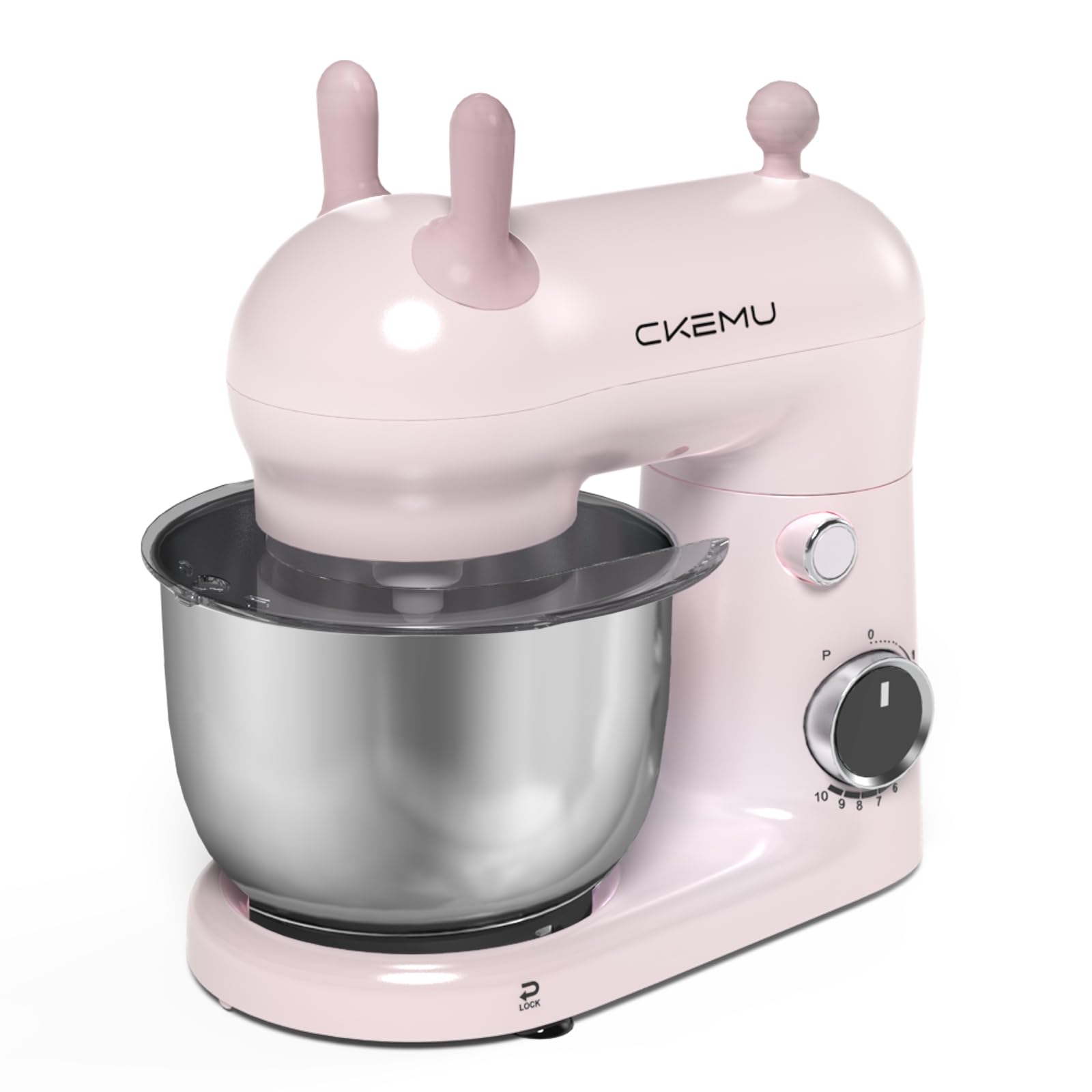Photo 1 of CKEMU Stand Mixer, Compact & Space-Saving, Stainless Steel Bowl, Unique & Playful Design, Effcient 300W Motor, Dishwasher-Safe Attachments, SM-2549A (Pink)