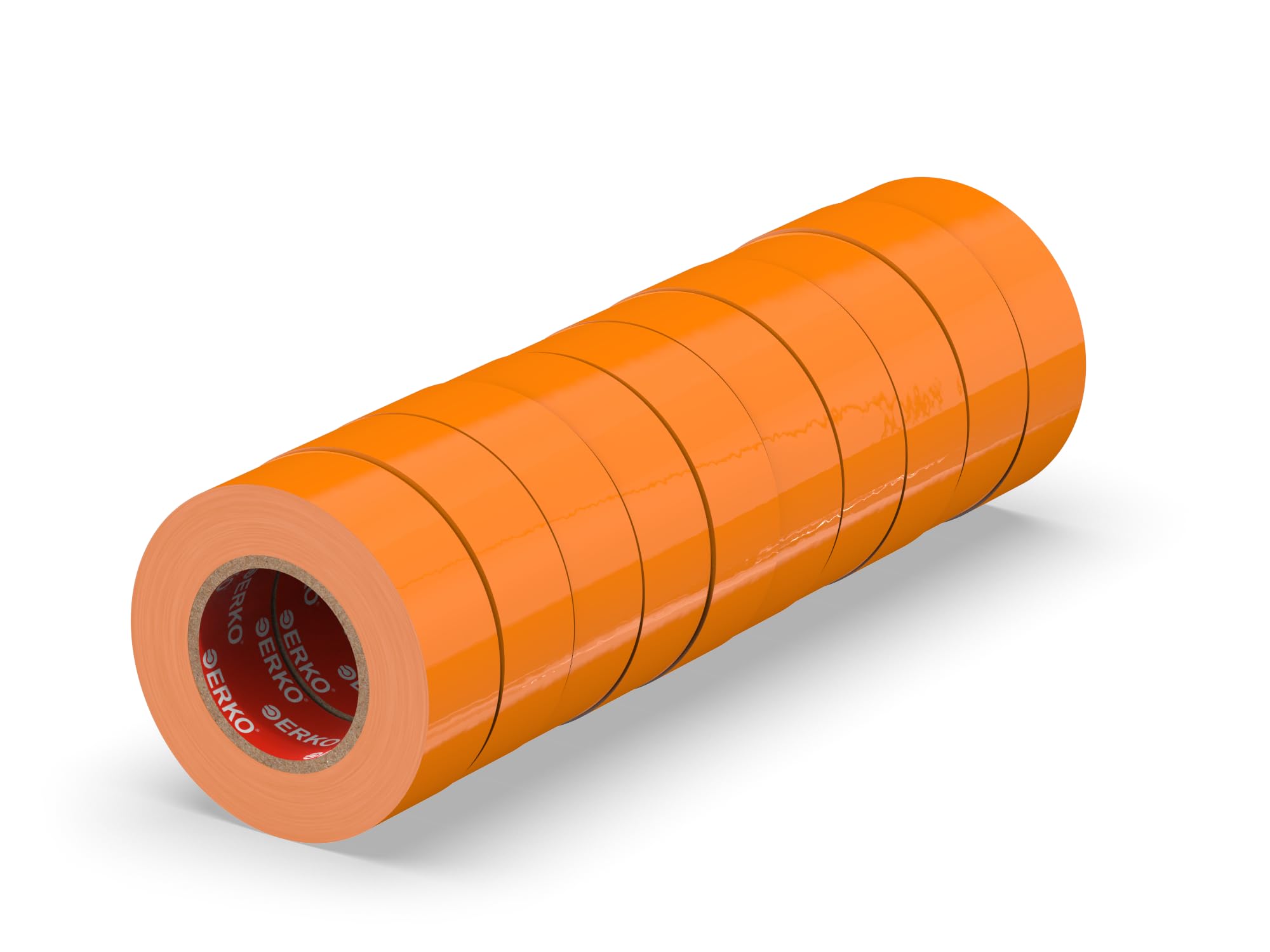 ERKO Electrical Insulation Tape Orange 10 Pack 0.6in x 33ft PVC Electrical Wiring Repair, Flexible, Strong Adhesion, Chemical Resistant, Universal (15mm x 10m)