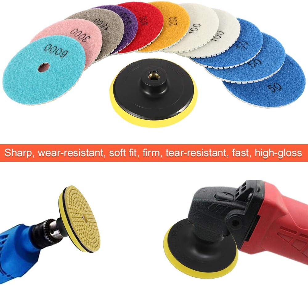 Disque De Poncage Beton 100mm Tampon De Polissage Pour Granite Pierre Marbre Carrelage Resistance A Abrasion 12pcs Disque Diamant Meulage Polissage Avec Tete De Broyage Patins De Polissage