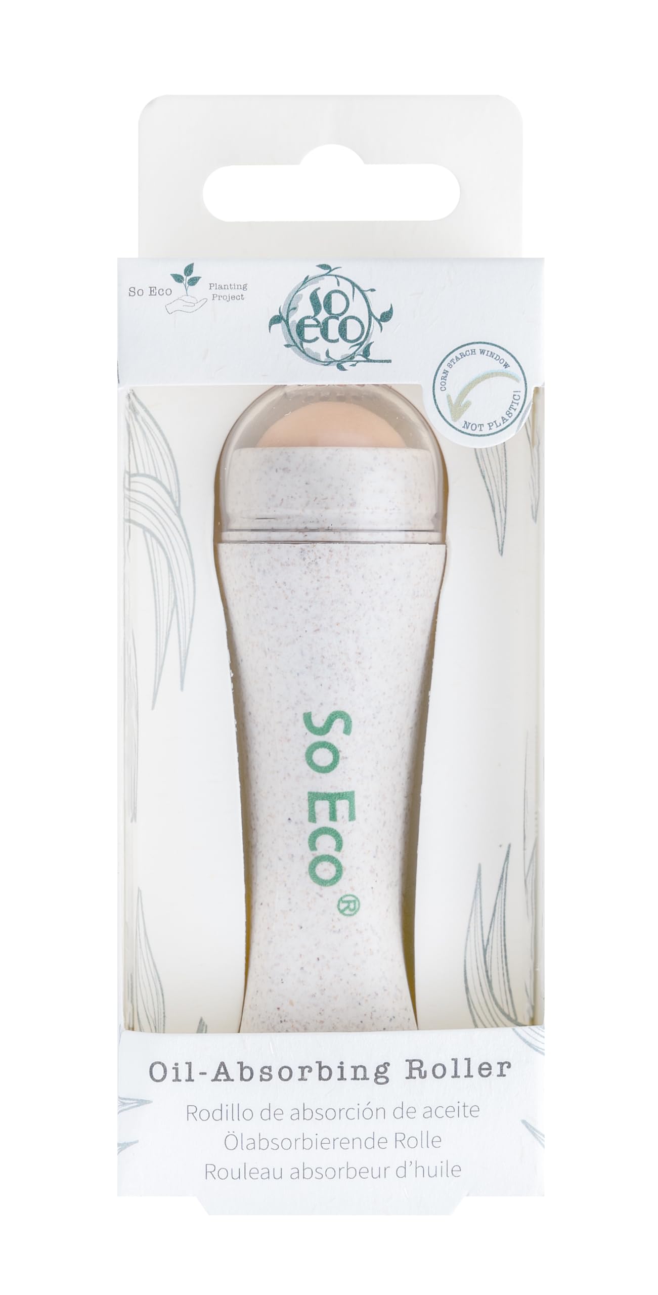 So Eco Oil Absorbing Roller - Volcanic Stone Face Roller with Wheat Straw Handle, Reusable, Eco-Friendly, Vegan & Cruelty-Free Makeup Touch-Up Tool