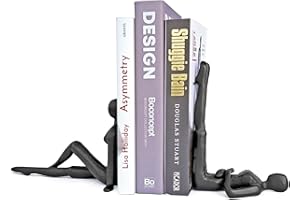 Ambipolar Yoga-Style Black Decorative Bookends, Cast Iron Book Stand to Hold Books Heavy Duty, Book Stoppers for Home Decor, Office Desk, Living Room Decor