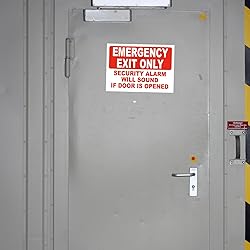 4 Emergency Exit Only Sticker Sign, "Emergency Exit