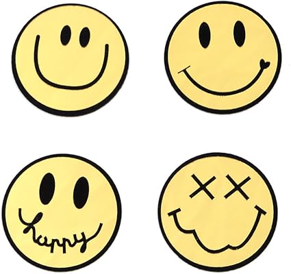 Amazon Co Jp Plata 4枚バラ 10枚ずつセット 合計40枚 デコレーションパーツ スマイルマーク シール 4種類 裏面は粘着シール デコ アレンジ オリジナル ハンドメイド に ホーム キッチン