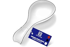 HATRIGO Ceramic Spoon Rest For Kitchen Counter & Stove Top – White | Premium Porcelain Ceramic Spoon Holder Essential Kitchen Accessories for Home Cooking and Countertop & Stovetop Protection