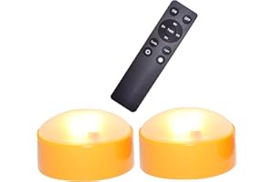 CANDLE CHOICE 2 Pack Halloween LED Pumpkin Lights with Remote Timers Bright Flickering Battery Operated Jack-O-Lantern Flameless Electric Candles for Halloween Decor Holiday Decorations Orange Color