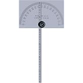 Mitutoyo 968-203 Protractor, Square Head, W/ 6" Rule | Square Head with 6" Stainless Steel Ruler and Indicator Blade, Satin Chrome Finish, 180 Degree Maximum, 1 Degree Graduations