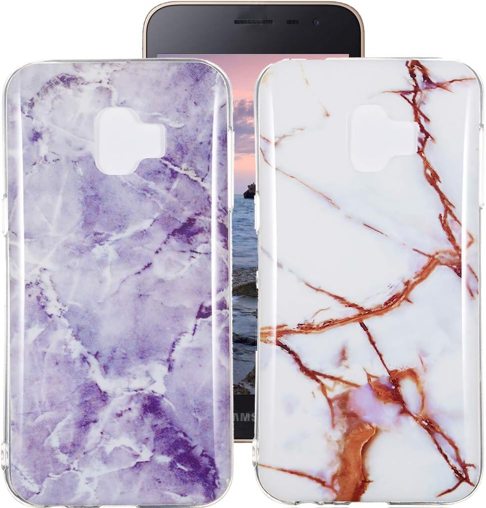 Yunbaozi 2 Marble Case for Samsung Galaxy M20, Premium IMD Anti-Scratch Anti-Finger Clear Print Matte Natural Texture IMD Slim Soft TPU Silicone Cover - Light Gray, White Gold