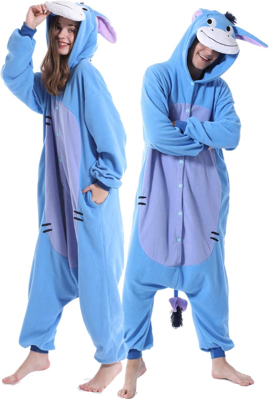 Adult Donkey One Piece Animal Plush One Piece Animal Pajamas Xmas Costume One Piece Cosplay Sleepwear For Women Men