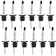 12 Pack Liquor Bottle Pourers, Stainless Steel Liquor Pour Spout, Bartender Bottle Pourers for Alcohol, Tapered Spout with Ru