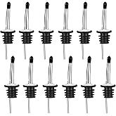 12 Pack Liquor Bottle Pourers, Stainless Steel Liquor Pour Spout, Bartender Bottle Pourers for Alcohol, Tapered Spout with Ru
