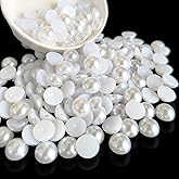 Euddty Flatback Pearls for Crafting Nail Art Half Round Pearls Bulk for Jewelry Scrapbooking Artwork Making Craft DIY Accessory(White,12mm)