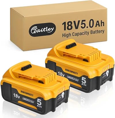 Waitley 18V 5.0Ah Replacement Battery for Dewalt 18V XR DCB184/182