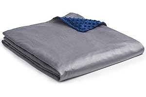 YnM Exclusive Cooling Rayon Derived from Bamboo & Cozy Velvet Dual-Sided Duvet for Weighted Blankets with 16 Strings (60''x80'') - Blue Grey
