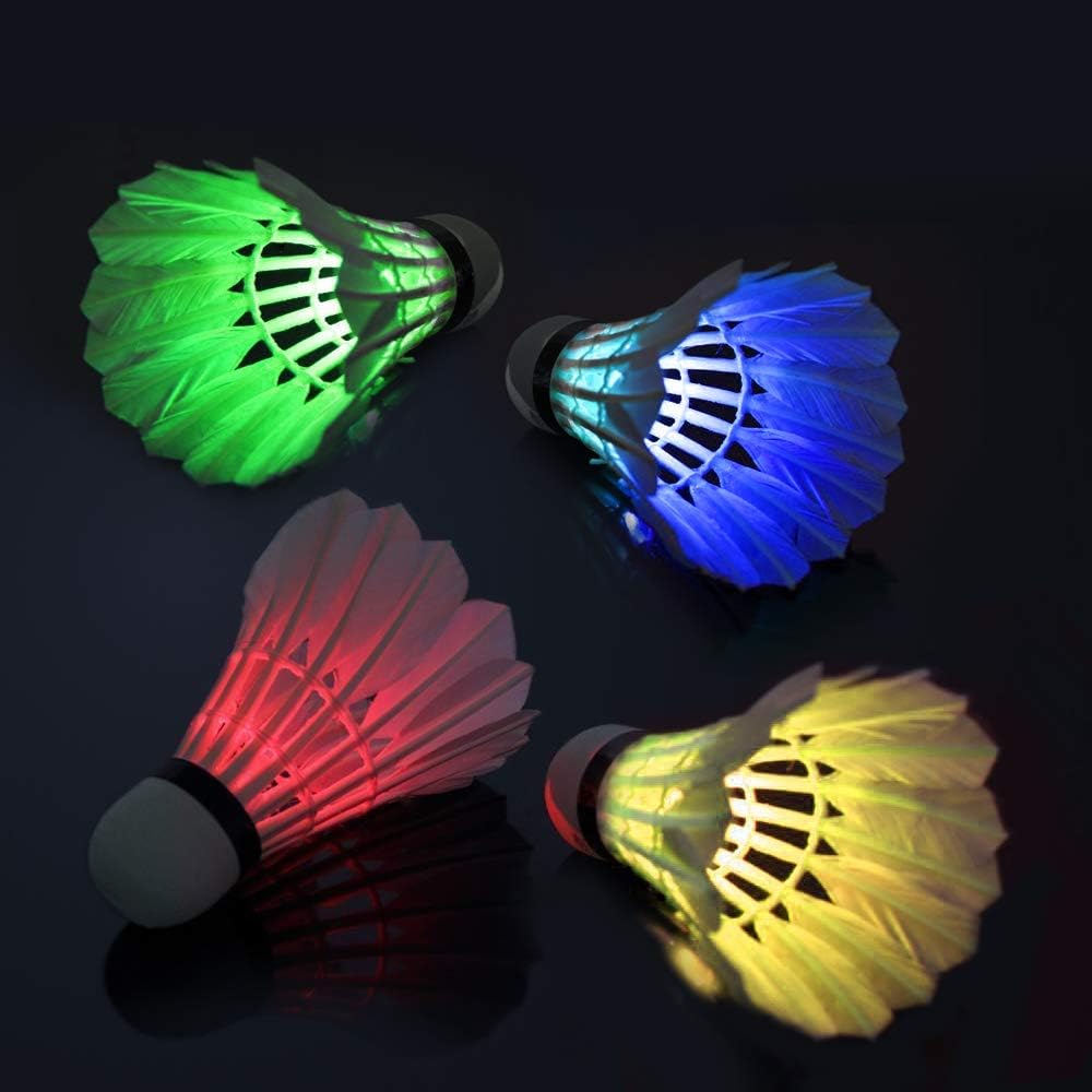 Ohuhu LED Badminton Birdies, Glow in The Dark Night Badminton Shuttlecocks Lighting Birdie for Outdoor Indoor Sports Activities, 4-Pack : Sports & Outdoors