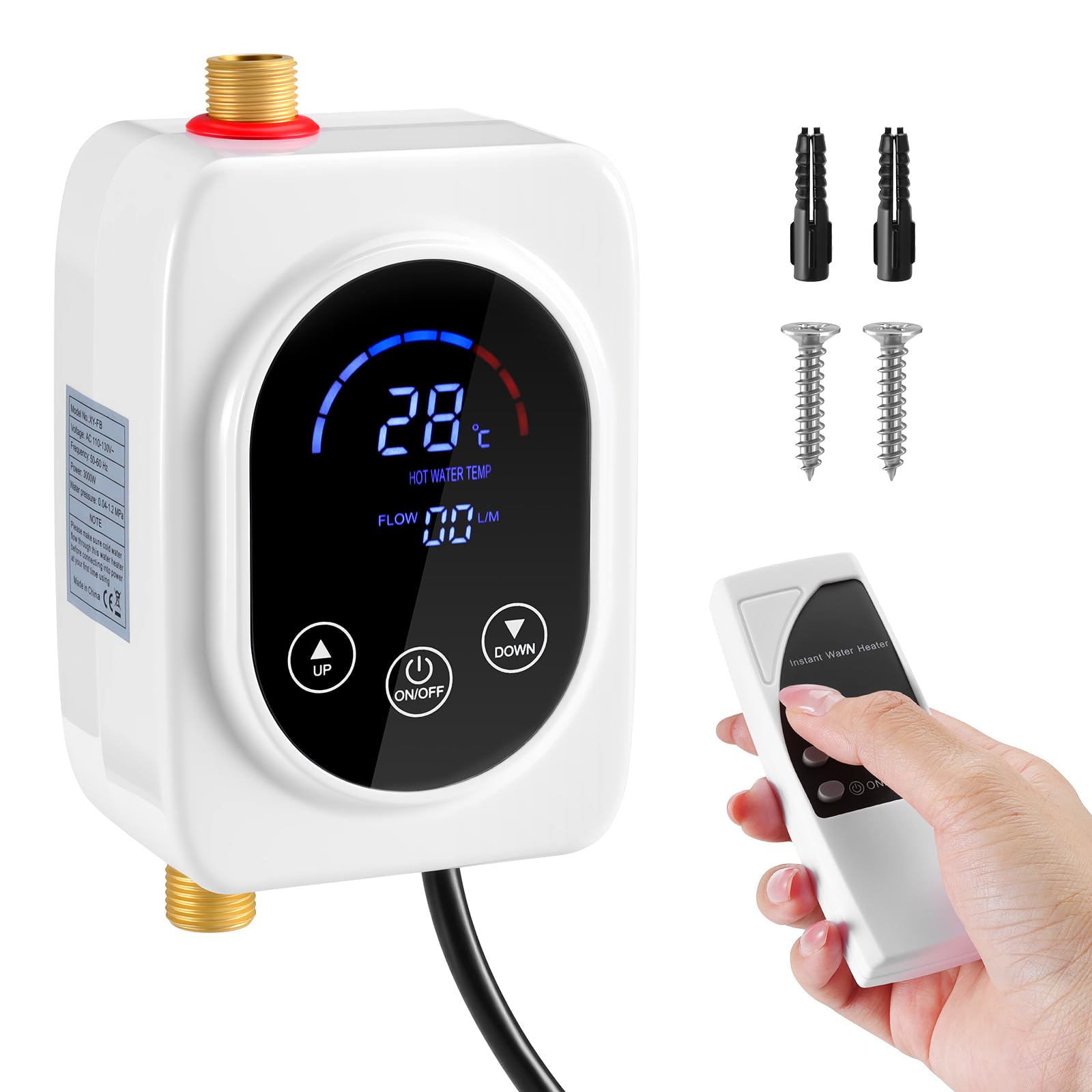 Photo 1 of 110V Tankless Water Heater Electric, 3000W Instant Water Heater Under Sink Adjustable Temperature, Hot Water Heater with Digital Display for Kitchen Bathroom RV