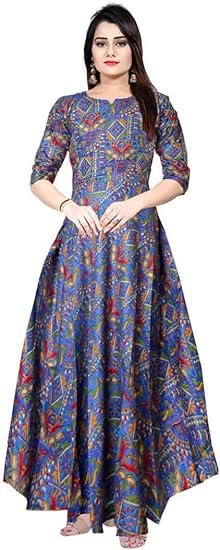 printed cotton rayon blend anarkali gown