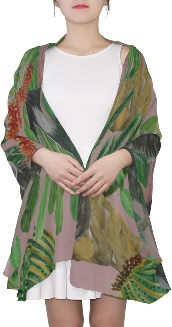 Old Fashioned Head Scarf For Women Cute Retro Ostrich Flower Green Leaf