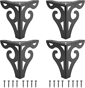 DasMarine Furniture Legs, 5 inch Height Hollow Out Modern Furniture Sofa Legs Metal Black Finished for Sofa Table Cabinet Cupboard Set of 4 (Height: 5", Black)