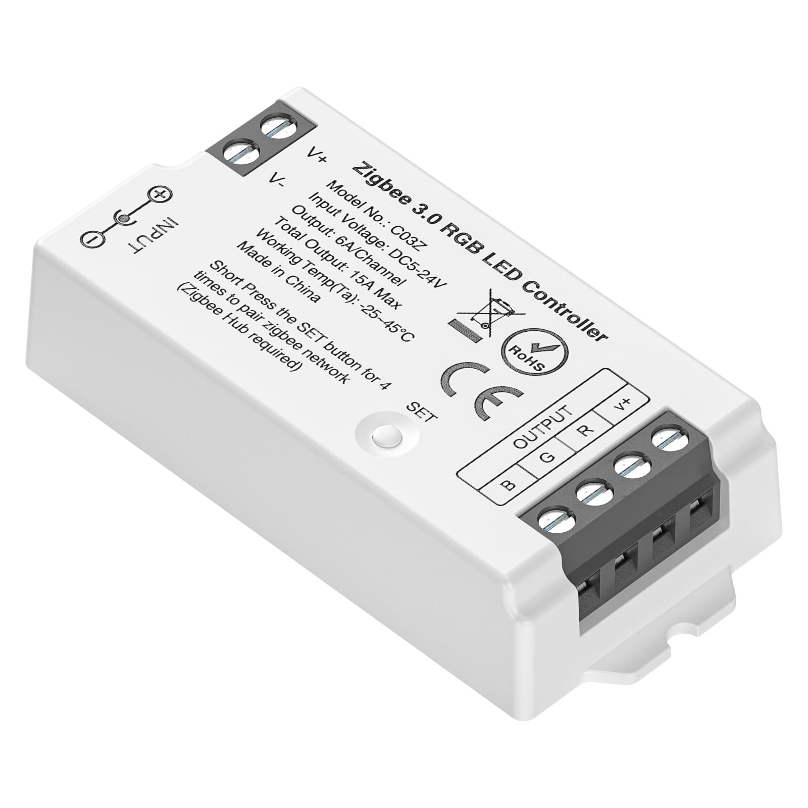 BTF-LIGHTING C03Z RGB Zigbee 3.0 LED Controller for 5050 RGB COB LED Strip Voice Control Dimming Compatible with Echo Plus Echo(4th Gen) Philip H-UE Home-kit Gateway(Not Content Gateway)